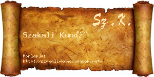 Szakali Kunó névjegykártya